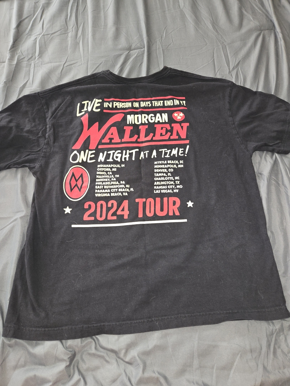 Morgan Wallen One Night At A Time 2024 Tour T-shirt Xl - Morgan Wallen T-Shirt - Picture 2 of 7